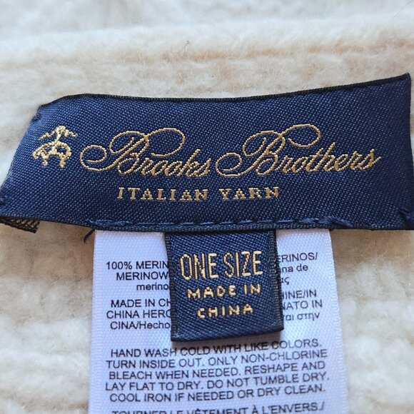 Brooks Brothers {{{THICK}}} Merino Wool Cable Knit Ivory Scarf - Picture 2 of 16